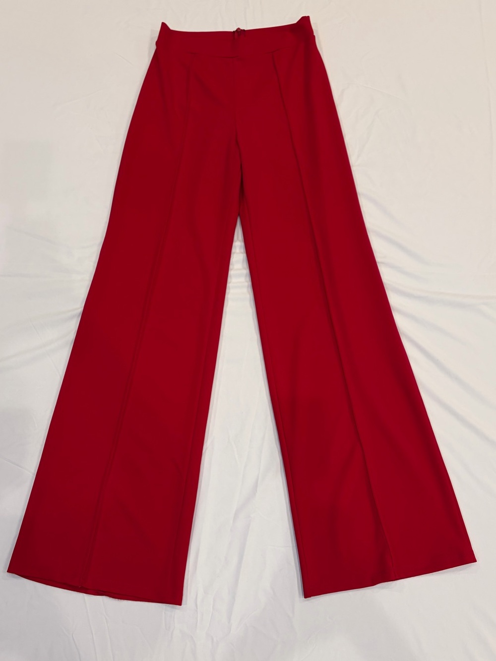 Canvas wide leg career pants, stretch fit, red, high waisted, women’s